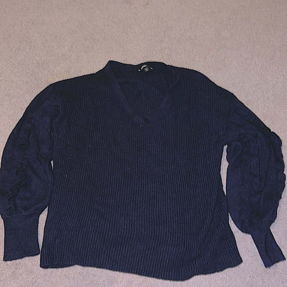Express ruffle sleeve detail Navy sweater Large